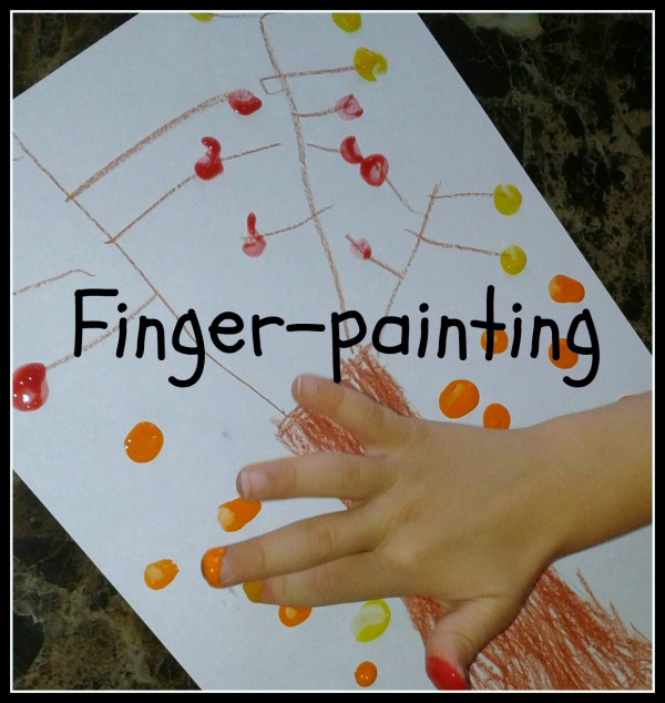 autumn tree finger painting