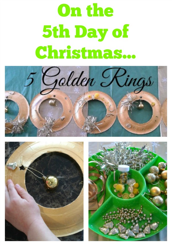 12 Days of Christmas 5 golden rings craft for kids