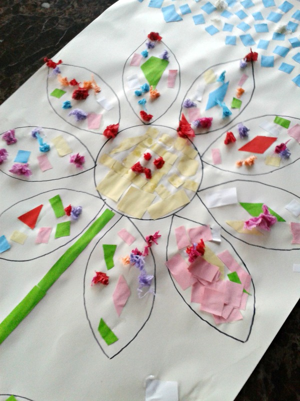 collaborative flower collage for kids