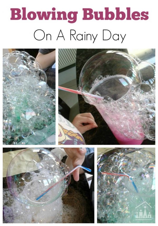 Blowing Bubbles Rainy Day Activity for Kids