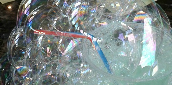 Blowing Bubbles on a Rainy Day