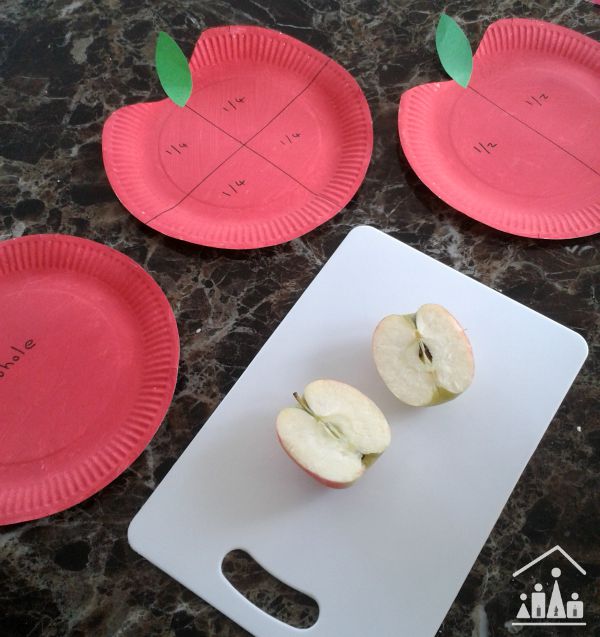 basic fractions using apples halves