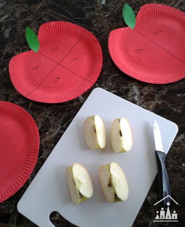 basic fractions using apples quarters