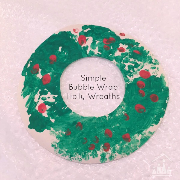 bubble wrap holly wreaths for kids