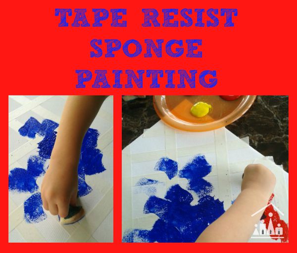 tape resist art using sponges