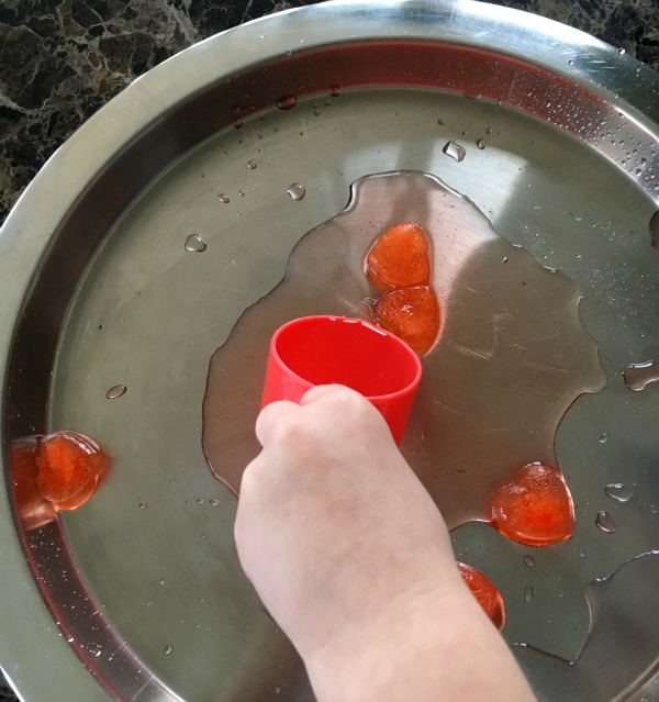 melting ice hearts preschool science experiment 