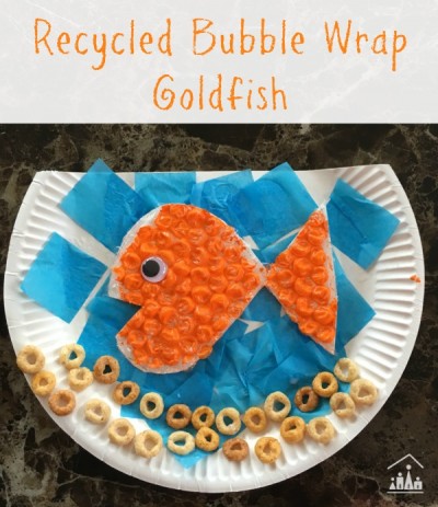 Recycled bubble wrap goldfish craft for kids