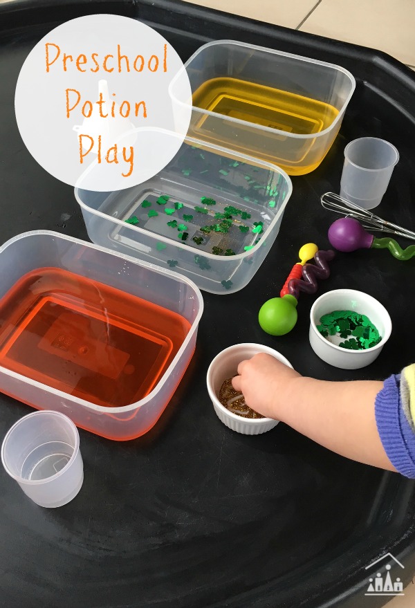 st patricks day sensory play potion mixing activity for preschoolers
