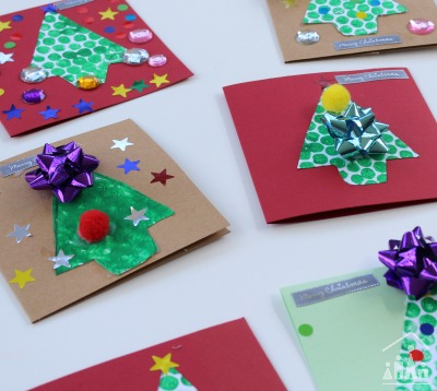 Bubble Wrap Christmas Tree Cards - Crafty Kids at Home