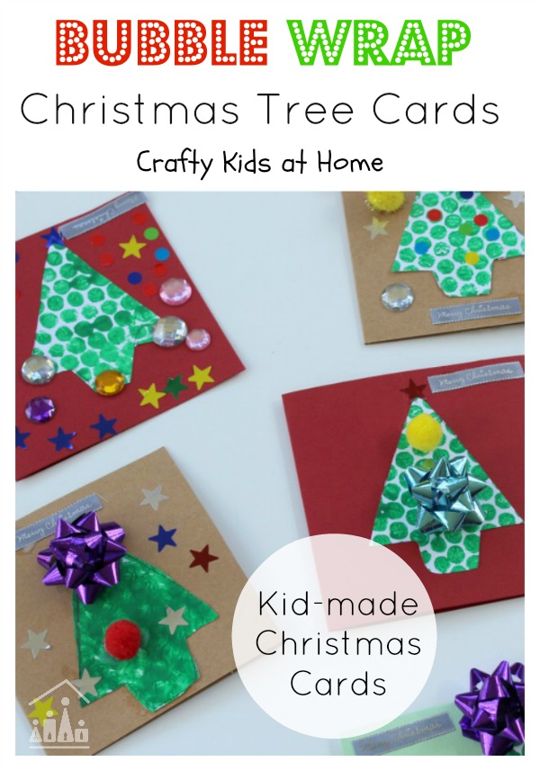 Bubble Wrap Christmas Tree Cards for kids to make