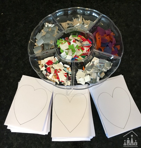 Set up to make Christmas Thank You cards with kids