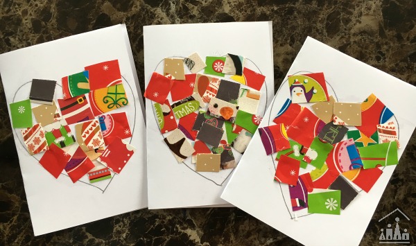 Kid-made Thank you cards made from Christmas cards