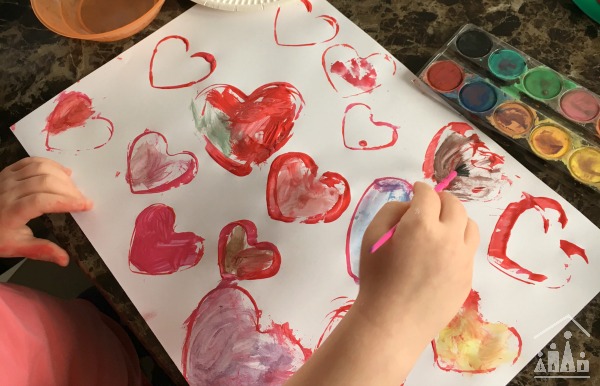 Kids Painting Water Colour Hearts 