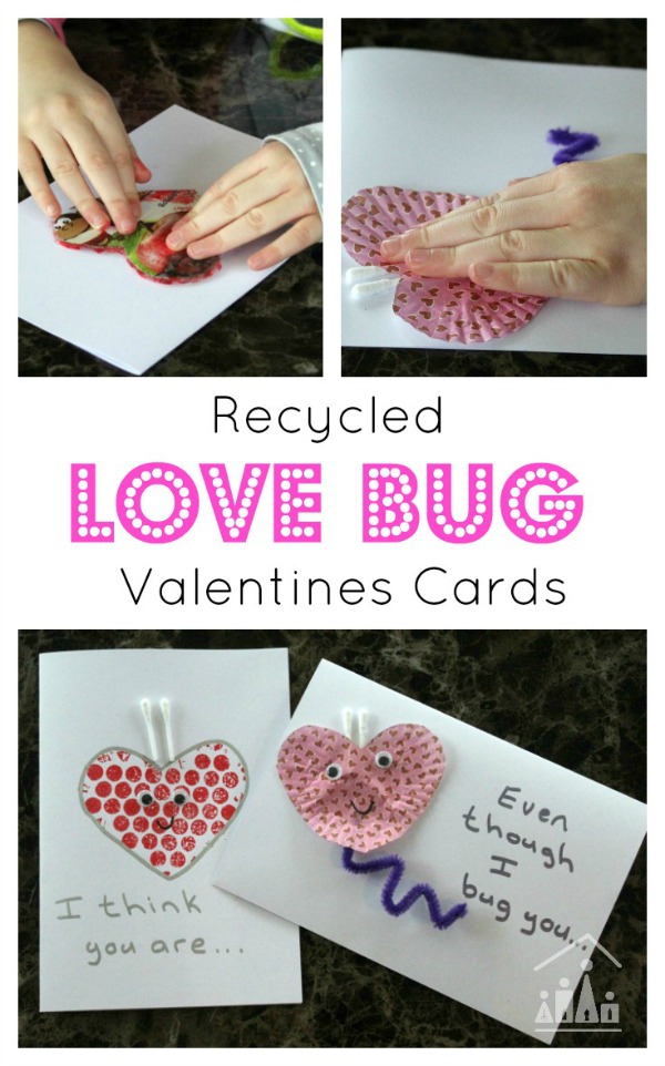 Recycled Love Bug Valentines Cards for Kids to make